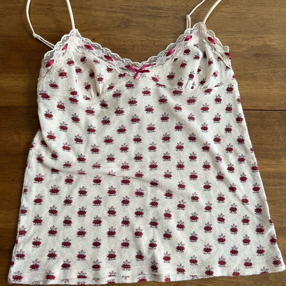 Rare Free People Y2K Lace Trip Tank Top